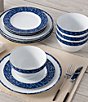 Noritake Rill Collection Platinum Banded Dinnerware Set, Service For 4, Color:Blue - Image 2