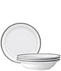 Noritake Charlotta Collection Rim Dinner Bowls, Set of 4, Color:Silver/White - Image 1