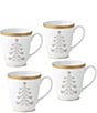 Noritake Charlotta Gold Set of 4 Holiday Tree Mugs, Color:Gold - Image 1