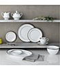 Noritake Charlotta Collection Banded Dinnerware Set, Service for 6, Color:White/Silver - Image 2