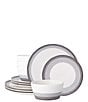 Noritake Colorscapes Layers Collection Coupe Dinnerware Set, Service for 4, Color:Grey Black White - Image 1