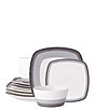 Noritake Colorscapes Layers Collection Square Dinnerware Set, Service for 4, Color:Dark Grey - Image 1