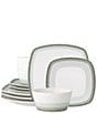 Noritake Colorscapes Layers Collection Square Dinnerware Set, Service for 4, Color:Sage Green - Image 1