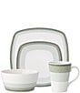 Noritake Colorscapes Layers Collection Square Place Setting, Color:Sage Green - Image 1
