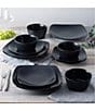 Noritake Colorscapes Swirl Collection Square Set, Service for 4, Color:Black - Image 3