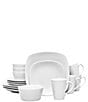 Noritake Colorscapes Swirl White-On-White Collection 16-Piece Square Set, Service For 4, Color:White - Image 1