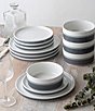 Noritake ColorStax Stripe Collection 12-Piece Dinnerware Set, Color:Grey - Image 2