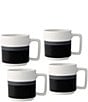 Color:BLACK - Image 1 - ColorStax Stripe Collection Coffee Mugs, Set of 4