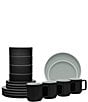 Noritake Colortrio Collection 16-Piece Stax Set, Service For 4, Color:Graphite - Image 1