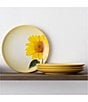Color:Mustard - Image 2 - Colorwave Mustard Sunflower Accent/Luncheon Floral Plates, Set of 4