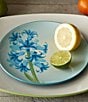 Color:Turquoise - Image 3 - Colorwave Turquoise Hyacinth Accent/Luncheon Floral Plates, Set of 4