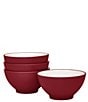 Noritake Colorwave Collection Rice Bowls, Set of 4, Color:Raspberry - Image 1