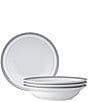 Noritake Crestwood Collection Rim Dinner Bowls, Set of 4, Color:Silver - Image 1