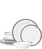 Color:Silver - Image 1 - Crestwood Etched Platinum Collection 12-Piece Dinnerware Set