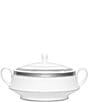 Noritake Crestwood Etched Platinum Porcelain Covered Vegetable Bowl, Color:White - Image 1