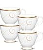 Color:Gold - Image 1 - Golden Wave Collection Teacups, Set of 4