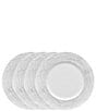 Color:Grey - Image 1 - Hammock Collection Stripe Rimmed Dinner Plates, Set of 4