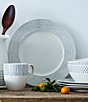 Color:Grey - Image 2 - Hammock Collection Stripe Rimmed Dinner Plates, Set of 4