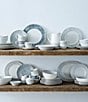 Color:Grey - Image 3 - Hammock Collection Stripe Rimmed Dinner Plates, Set of 4