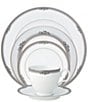 Noritake Laurelvale Collection Banded Place Setting, Color:Silver/White - Image 1
