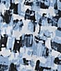 Color:Blue/Black Tile - Image 4 - Geometric Print Split V-Neck Long Sleeve Coordinating Knit Sleep Top