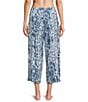 Nottibianche Ikat Print Coordinating Knit Cropped Drawstring Sleep Pants, Color:Blue Ikat - Image 2