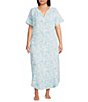 Nottibianche Plus Size Cap Sleeve Split Round Neck Woven Double Cloth Palm Print Caftan,Specials : American Fashion Style Bags On Sale Nottibianche Plus Size Cap Sleeve Split Round Neck Woven Double Cloth Palm Print Caftan,Specials : American Fashion Style Bags On Sale