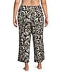 Nottibianche Plus Size Ikat Print Coordinating Cropped Sleep Pants - Image 2
