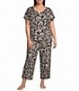 Nottibianche Plus Size Ikat Print Coordinating Cropped Sleep Pants - Image 3