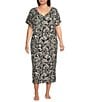 Nottibianche Plus Size Ikat Print Short Sleeve V-Neck Knit Caftan - Image 1
