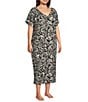 Nottibianche Plus Size Ikat Print Short Sleeve V-Neck Knit Caftan - Image 3