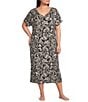 Nottibianche Plus Size Ikat Print Short Sleeve V-Neck Knit Caftan - Image 1