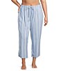 Nottibianche Plus Size Striped Drawstring Tie Coordinating Woven Cropped Sleep Pants - Image 1