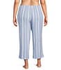 Nottibianche Plus Size Striped Gauze Drawstring Tie Coordinating Cropped Sleep Pants, Color:Dark Chambray - Image 2
