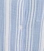 Nottibianche Plus Size Striped Gauze Short Sleeve Notch Collar Button Front Coordinating Sleep Top, Color:Dark Chambray - Image 4