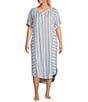 Nottibianche Plus Size Striped Split Round Neck Short Sleeve Woven Caftan,Specials : American Fashion Style Bags On Sale