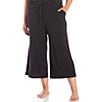 Color:Black - Image 1 - Plus Size Wide Leg Jersey Knit Coordinating Sleep Pants