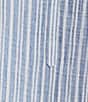 Color:Blue Stripe - Image 4 - Plus Size Woven Striped Cap Sleeve Split Round Neck Coordinating Sleep Top