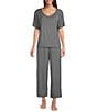 Nottibianche Solid Bamboo Jersey Knit Coordinating Cropped Sleep Pant - Image 3
