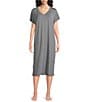 Nottibianche Solid Bamboo Jersey Knit Short Sleeve V-Neck Caftan - Image 1