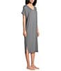 Nottibianche Solid Bamboo Jersey Knit Short Sleeve V-Neck Caftan - Image 3