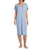 Nottibianche Solid Bamboo Jersey Knit Short Sleeve V-Neck Caftan - Image 6