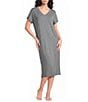 Nottibianche Solid Bamboo Jersey Knit Short Sleeve V-Neck Caftan - Image 1