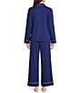 Nottibianche Solid Long Sleeve Notch Collar Button Front Long Knit Pajama Set, Color:Blue Depths - Image 2