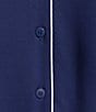 Nottibianche Solid Long Sleeve Notch Collar Button Front Long Knit Pajama Set, Color:Blue Depths - Image 3