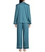 Nottibianche Solid Long Sleeve Notch Collar Button Front Long Knit Pajama Set - Image 5
