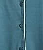 Nottibianche Solid Long Sleeve Notch Collar Button Front Long Knit Pajama Set - Image 6