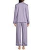 Nottibianche Solid Long Sleeve Notch Collar Button Front Long Knit Pajama Set, Color:Dusk - Image 2