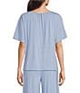 Nottibianche Solid Short Sleeve V-Neck Bamboo Jersey Knit Coordinating Sleep Top - Image 6