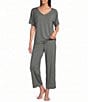 Nottibianche Solid Short Sleeve V-Neck Bamboo Jersey Knit Coordinating Sleep Top - Image 3